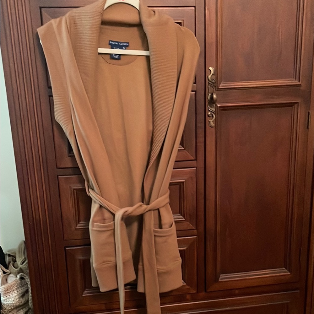 Ralph Lauren Camel Open Front Vest